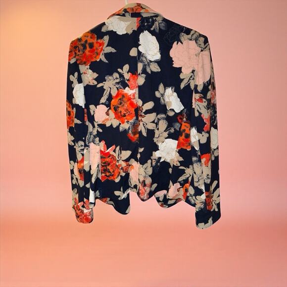 Tahari ASL Floral Blazer - Navy, Red, White - Picture 3 of 4